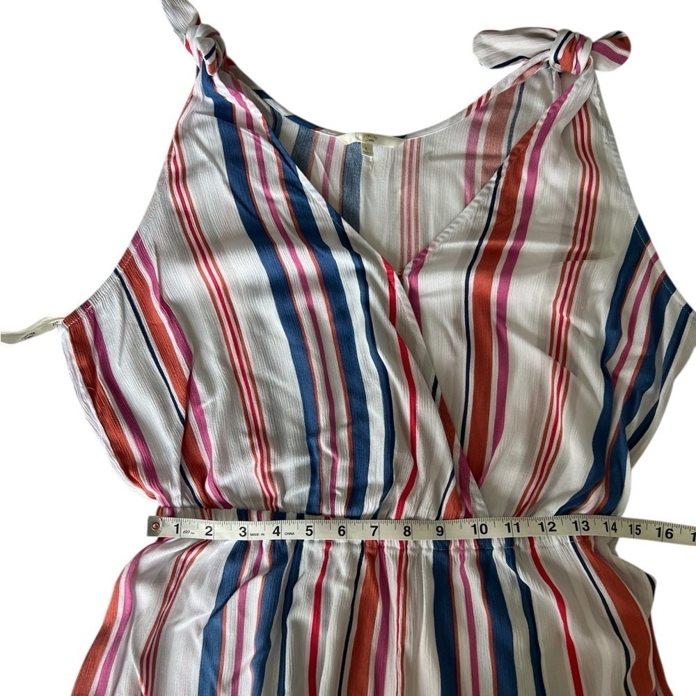 Hawaiian Tropic Romper L Striped Beach Coverup White Multicolor SleevelessV-Neck - Picture 8 of 8